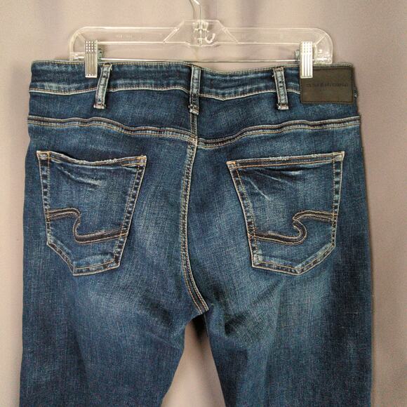 Silver Allan Jeans Mens 36x34 Blue Slim Straight Stretch - Picture 9 of 11